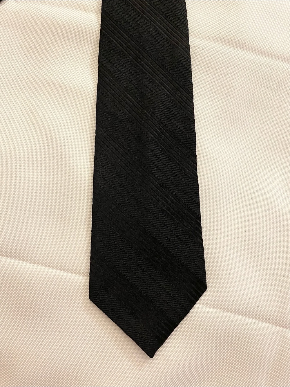 Donna Karan Black Diagonal-Texture Men's Tie